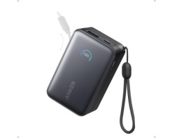 Anker Nano 10000mAh, 45W, sa ugrađenim USB-C kablom na izvlačenje, Power Bank crni