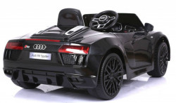 Audi R8 Spyder Licencirani auto za decu na akumulator sa kožnim sedištem i mekim gumama - Crni - Img 4
