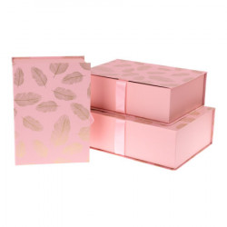 Aurora, ukrasna kutija, pravougaona, roze - perje, miks, 3K ( 712805 )
