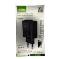 Bavin pc963y-cc 20w pd usb a/type c + kabl c-c crna punjač ( 90057 )