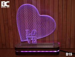 Black Cut 3D Lampa sa 9 različitih boja i daljinskim upravljačem - Love ( B19 ) - Img 1