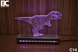 Black Cut 3D Lampa sa 9 različitih boja i daljinskim upravljačem - Tiranosaurus ( C14 ) - Img 5