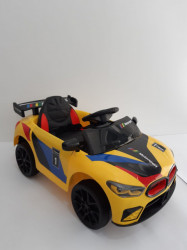 BMW MOTO SPORT - Žuti Auto na akumulator sa kožnim sedištem + funkcija ljuljanja - Img 6