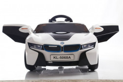 BMW Sport Auto za decu na akumulator sa kožnim sedištem i mekim gumama - Beli - Img 5