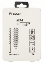 Bosch 19-delni set burgija za metal HSS-G, DIN 338, 135°, u metalnoj kutiji 1-10 mm, 135° ( 2607018726 )