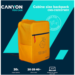 Canyon CSZ-03, cabin size backpack for 15.6 laptop, yellow ( CNS-CSZ03YW01 )  - Img 4