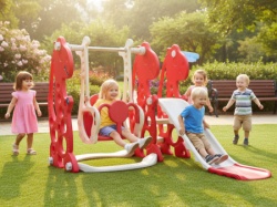 Dečiji 635 set Dino 2 Crveni - tobogan ljuljaška i koš