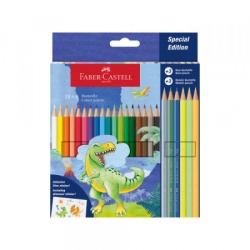 Faber castell 111222 drvene bojice dino klasik 1/18 +3 met+3 neon + stikeri ( k675 )