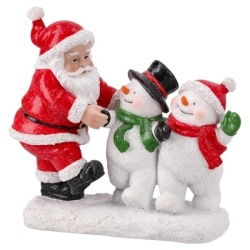Festa balthazar novogodišnja figura keramička deda mraz i sneško belić 15cm ( 710355 )