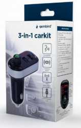Gembird 3-in-1 bluetooth carkit with FM-radio transmitter and USB 3.1 A charger, black BTT-04 - Img 3