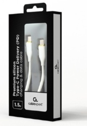 Gembird CC-USB2S-CMCM-1.5M-W  60W Premium silicon Type-C PD charging & data cable, 1.5m, White-1