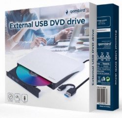 Gembird DVD-USB-03-BW eksterni USB DVD drive čitac-rezac, USB + USB-C, black-white - Img 2