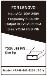 Gembird punjac za laptop 40W-20V-2.25A, USB yellow PIN (778 Alt=IB04) NPA40-200-2250 (IB01) ** - Img 2