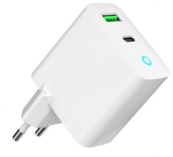  Gembird ta-uc-pdqc20l-w-01 punjac 20w, 2-port (usb-a+usb-c) led, white-3