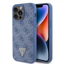 Gues maska za iPhone 15 pro max leather 4G triangle strass blue ( GUHCP15XP4TDPB )