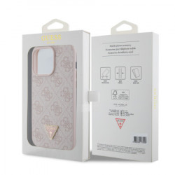 Gues maska za iPhone 15 pro max leather 4G triangle strass pink ( GUHCP15XP4TDPP ) - Img 4