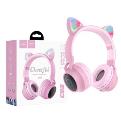 Hoco Bežične stereo slušalice, Bluetooth v5.0, 300mAh - W27 Cat Ear Pink-1