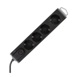 Home razvodnik 4 mesta 3m 1.5mm2 + prekidač i zaštita ( NVT4K-3/BK )
