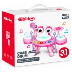 Igračka za bebe - 3u1 bubanj kraba-roze ( 1046510 )
