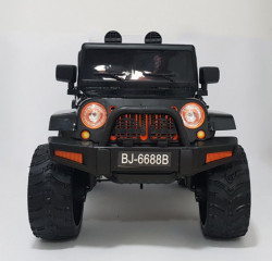 Jeep 2 sa kožnim sedištem i mekim gumama 4x4 pogon + mod za ljuljanje - Crni - Img 5