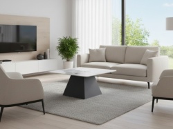 Klub sto CT 6050 Bela keramička ploča/drvo metalno postolje 600x600x480mm ( 800-617 )