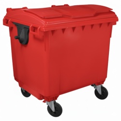 Kontejner za otpatke 1100 litara - Ravan poklopac - Crveni