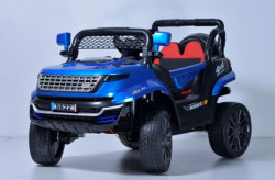 Land Rover 4x4 - Bagi na akumulator sa kožnim sedištem i mekim gumama - Plavi
