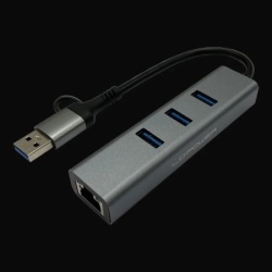 LC Power lc-hub-c-multi-9 usb-a/usb-c hub with 3x usb-a + rj45 antracit black ( 24959 )