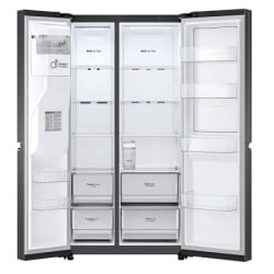 LG side by side total no-frost, E , 635 l (416+219), door cooling+™, door-in-door™, linear cooling™, dispanzer za led i vodu, mat crna, no -3