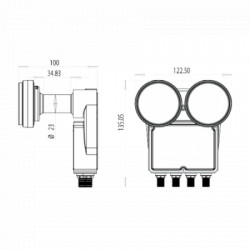 LNB IDLB-QUDM21-MNOO6-8PP ,Monoblock 2 satelita na 4 prijemnika,raspon 6,sum 0.2dB - Img 3