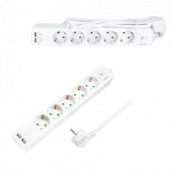 Logilink produžni kabl 5 mesta, 2 USB, prekidač, 1.5m, beli ( 4783 ) - Img 2