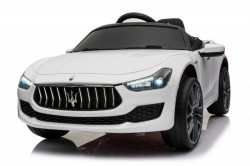 Maserati Ghibli - Licencirani Auto na akumulator sa kožnim sedištem i mekim gumama - Beli - Img 1