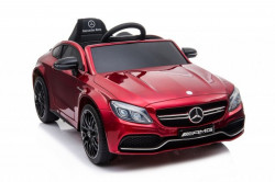 Mercedes C63 AMG Licencirani auto za decu na akumulator sa kožnim sedištem i mekim gumama - Crveni - Img 7