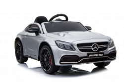 Mercedes C63 AMG Licencirani auto za decu na akumulator sa kožnim sedištem i mekim gumama - Sivi - Img 2