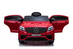 Mercedes GLC63 AMG Licencirani auto na akumulator sa kožnim sedištem i mekim gumama - Crveni - Img 8