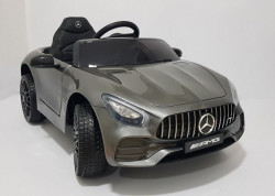 Mercedes GT AMG Licencirani auto na akumulator sa kožnim sedištem i mekim gumama - Sivi - Img 1