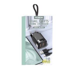 Moxom mx-hc128 2.4a 2xusb lightning crni Kucni punjac  ( P1115 )-2