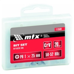 MTX 113509 Set bitova PH1 , 25mm, 45X čelik, 20 delova u plastičnoj kutiji ( MTX 113509 )