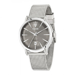 Muški maserati epoca datum sivi srebrni elegantni ručni sat sa srebrnim pancir kaišem ( r8853118002 ) - Img 6