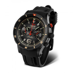 Muški vostok europe anhcar chronograph sportski ručni sat sa crnim kožnim i crnim gumenim kaišem ( 6s21/510c582 ) - Img 4
