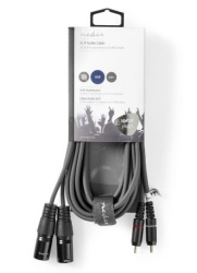 Nedis COTH15210GY30 Balanced Audio Cable 2x XLR 3-Pin muski na 2x RCA muski, 3m, PVC, Dark Grey