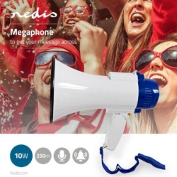 Nedis MEPH150WT Megafon 115dB, max.250m ugradjena sirena i funkcija snimanja, Blue/White-1