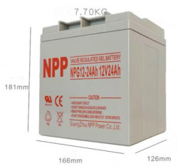 NPP NPG12V-24Ah, GEL BATTERY, C20=24AH, T14, 166x126x174x181, 7,6KG, Light grey - Img 2