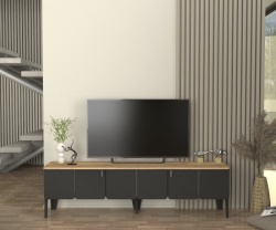 Pedro tv komoda antracit-hrast ( 0000402 )