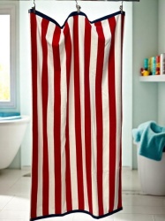 Plažni peškir Red Stripes - 174x102 cm 100% Pamuk ( VLK000680-redstripes )