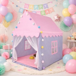 Small House dečiji šator kućica Pink/Lila sa dekorativnim detaljima ( KLK-103 )