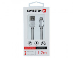 Swissten data kabl tekstil USB na iPhone 1.2m srebrni - Img 2