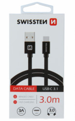 Swissten USB data cable 3m type C (Crna) - Img 1