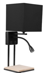 Theo Zidna Lampa sa Prekidačem Crna 1x40W E14 + 2W LED ( 15149 )