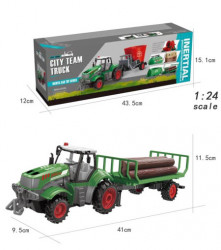 Traktor sa otvorenom prikolicom i drvima ( 918990 ) - Img 1
